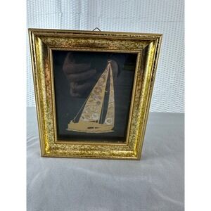 Vintage Steampunk Sailboat Art Watch Parts Nautical Framed 7x6